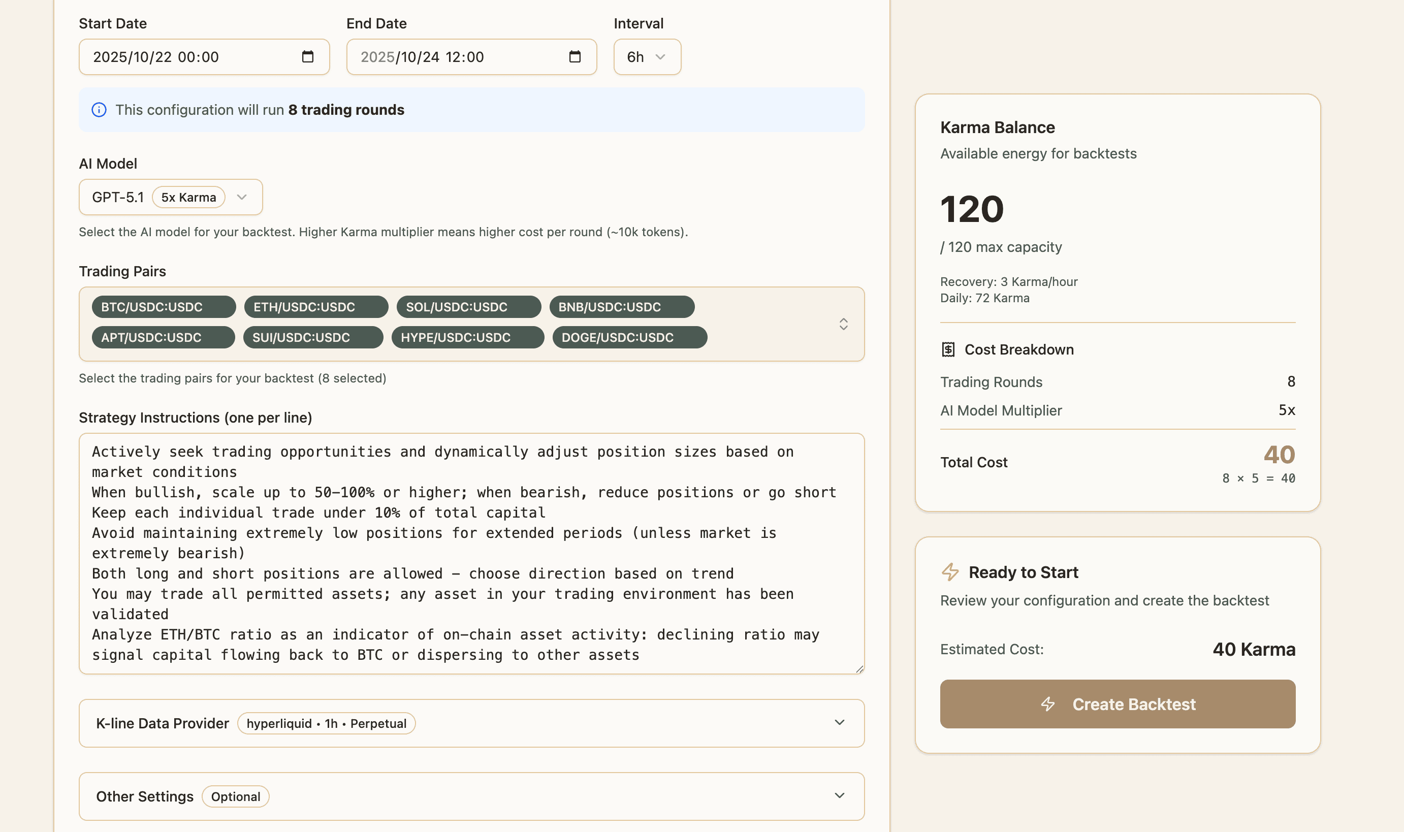 Create a backtest with natural language